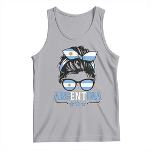Argentina Messy Bun Proud Argentinian Flag Tank Top TS14 Athletic Heather Print Your Wear