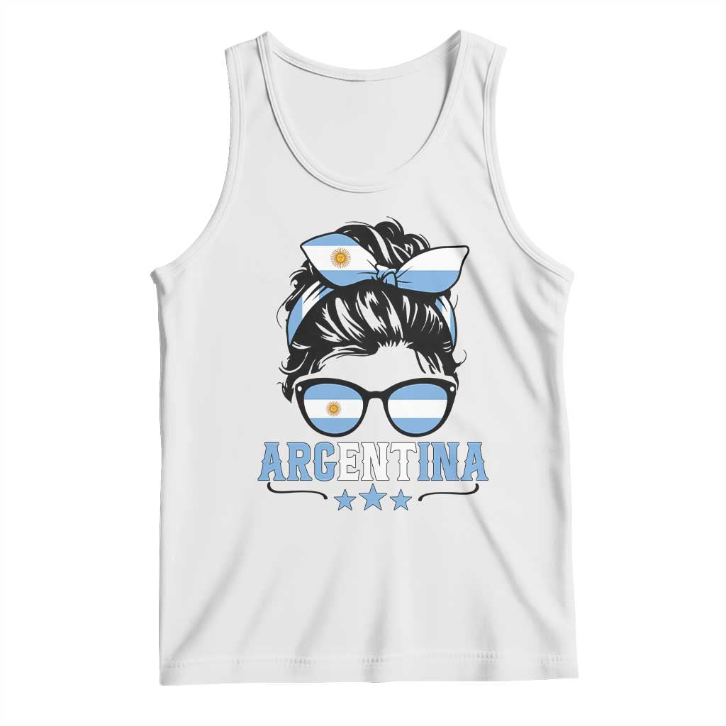 Argentina Messy Bun Proud Argentinian Flag Tank Top TS14 White Print Your Wear