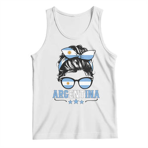 Argentina Messy Bun Proud Argentinian Flag Tank Top TS14 White Print Your Wear