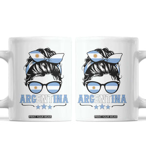 Argentina Messy Bun Proud Argentinian Flag Coffee Mug TS14 White Print Your Wear