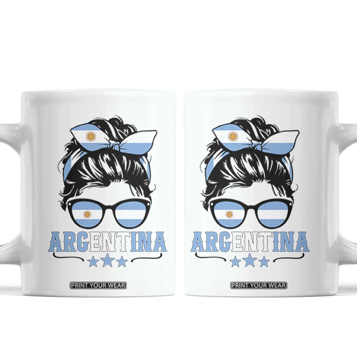 Argentina Messy Bun Proud Argentinian Flag Coffee Mug TS14 White Print Your Wear