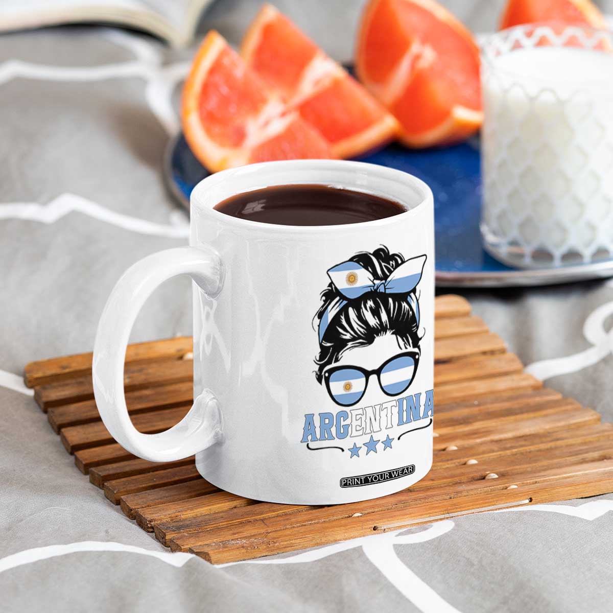 Argentina Messy Bun Proud Argentinian Flag Coffee Mug TS14 Print Your Wear