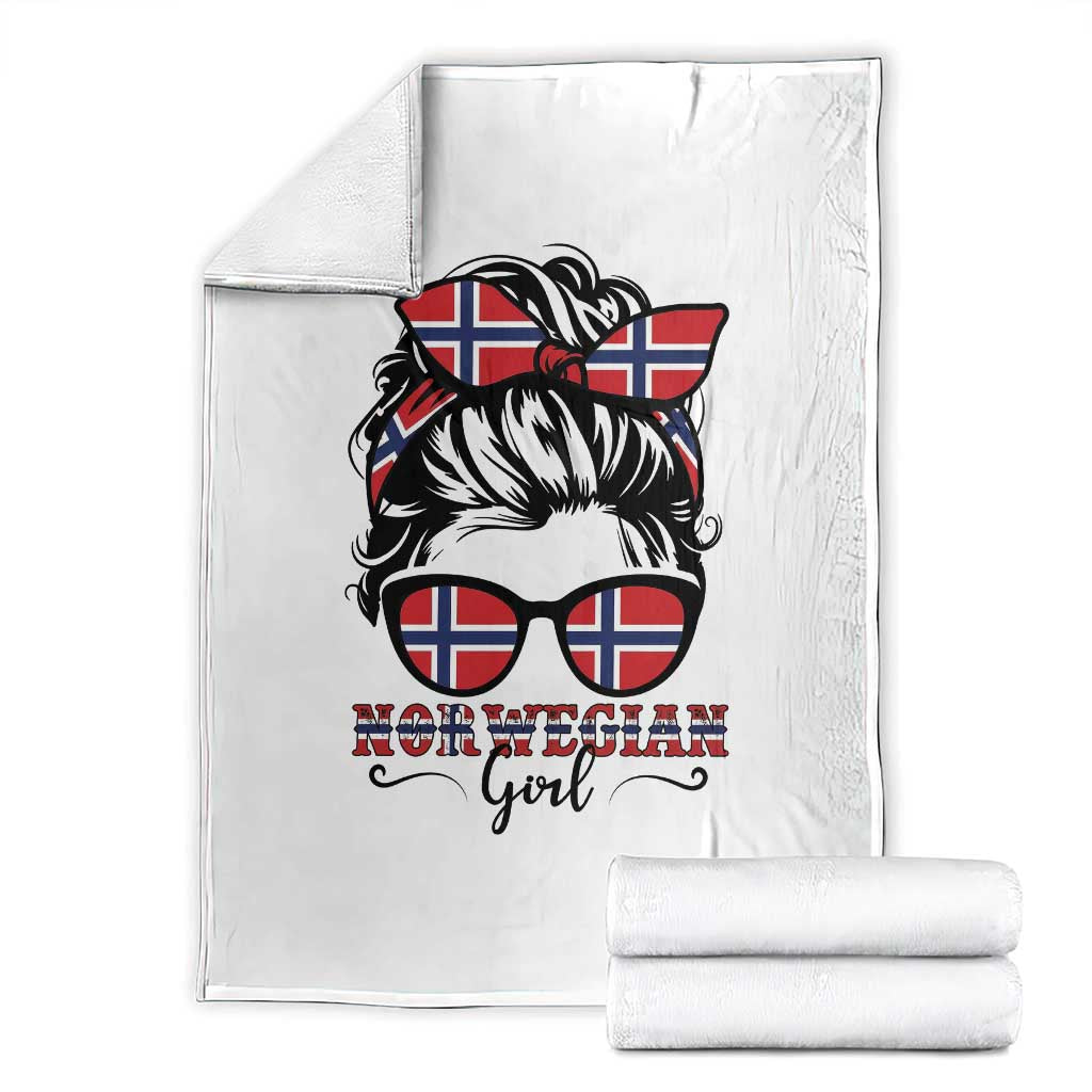 Norway Messy Bun Girl Norwegian Flag Throw Blanket TS14 White Print Your Wear