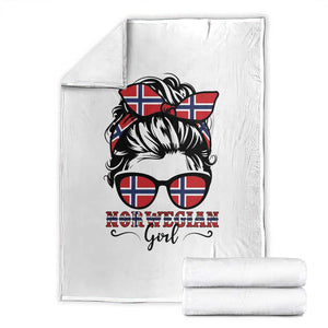 Norway Messy Bun Girl Norwegian Flag Throw Blanket TS14 White Print Your Wear