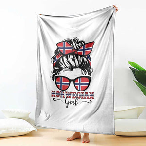 Norway Messy Bun Girl Norwegian Flag Throw Blanket TS14 Print Your Wear