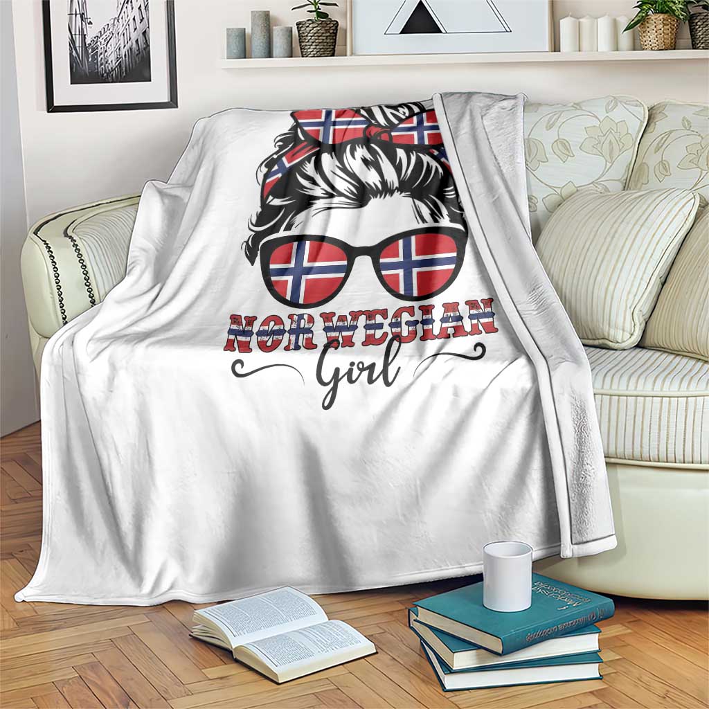Norway Messy Bun Girl Norwegian Flag Throw Blanket TS14 Print Your Wear