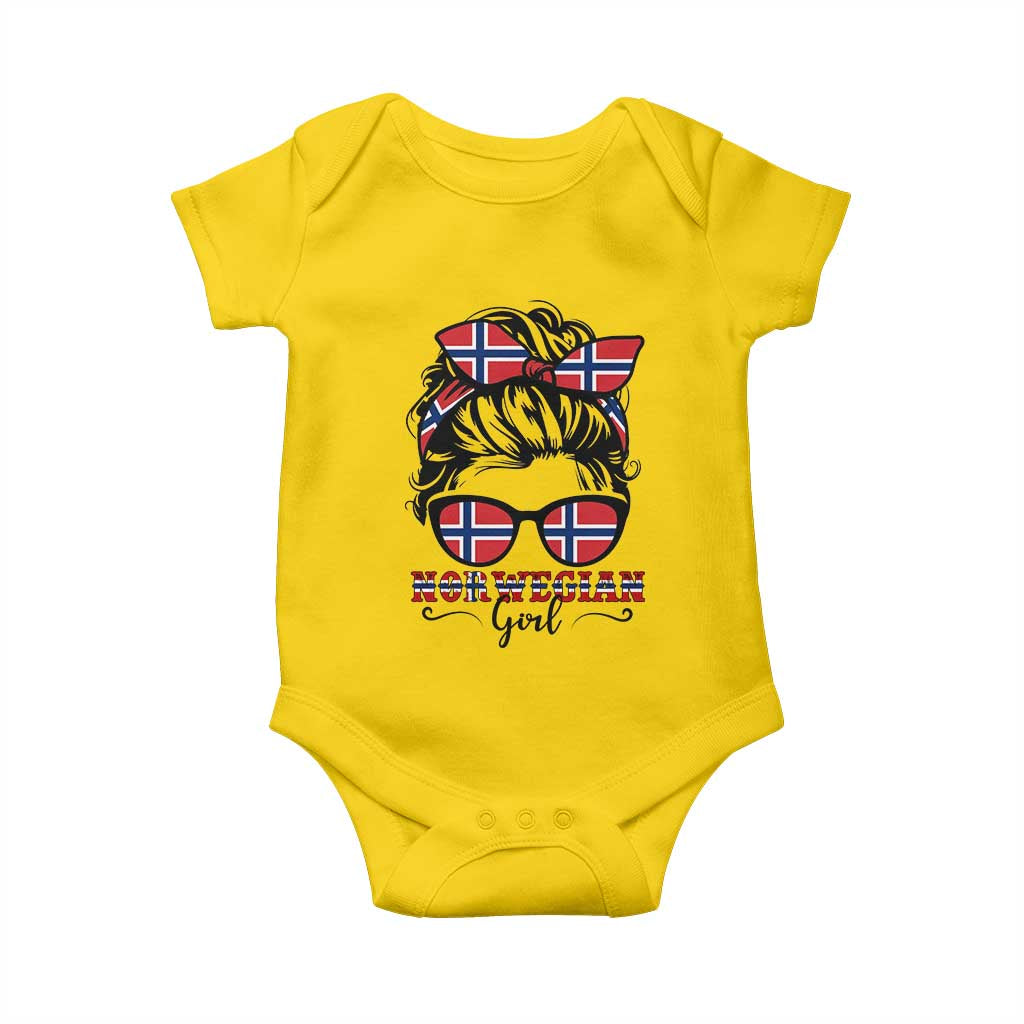 Norway Messy Bun Girl Norwegian Flag Baby Onesie TS14 Daisy Print Your Wear