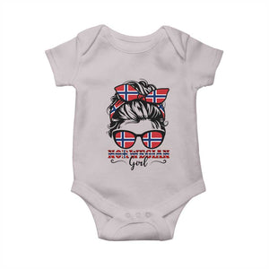 Norway Messy Bun Girl Norwegian Flag Baby Onesie TS14 Ice Gray Print Your Wear