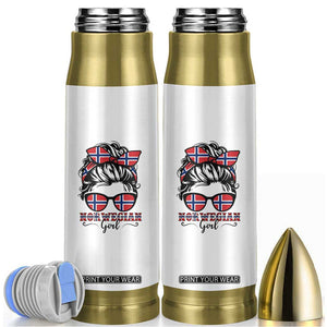 Norway Messy Bun Girl Norwegian Flag Bullet Tumbler TS14 White Print Your Wear