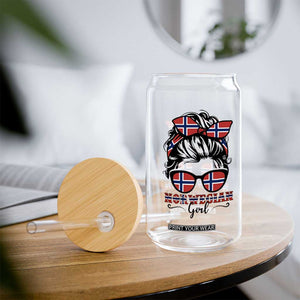 Norway Messy Bun Girl Norwegian Flag Glass Can TS14 Print Your Wear