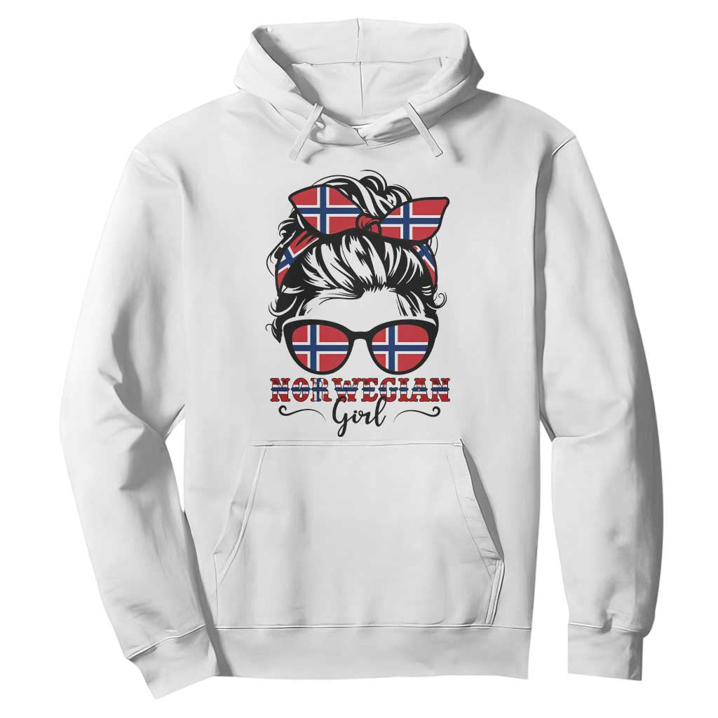 Norway Messy Bun Girl Norwegian Flag Hoodie TS14 White Print Your Wear