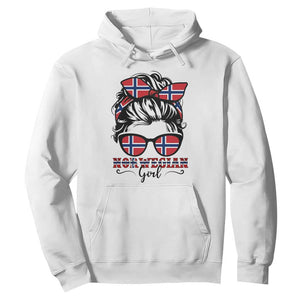 Norway Messy Bun Girl Norwegian Flag Hoodie TS14 White Print Your Wear