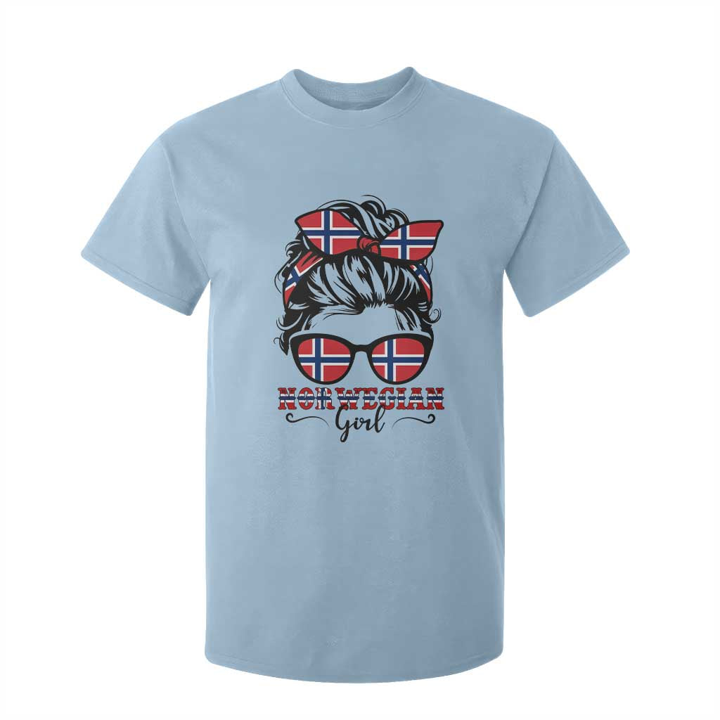 Norway Messy Bun Girl Norwegian Flag T Shirt For Kid TS14 Light Blue Print Your Wear