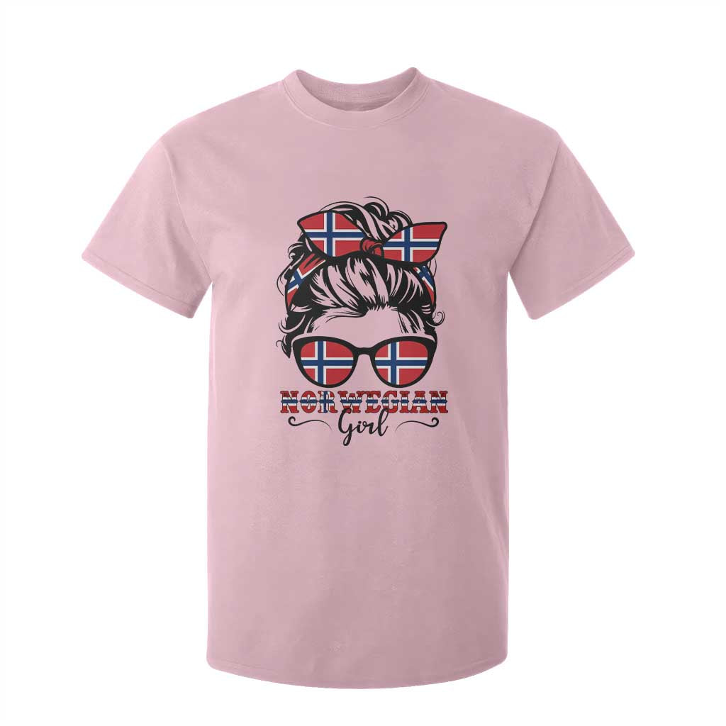 Norway Messy Bun Girl Norwegian Flag T Shirt For Kid TS14 Light Pink Print Your Wear