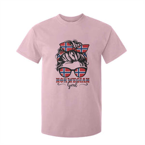 Norway Messy Bun Girl Norwegian Flag T Shirt For Kid TS14 Light Pink Print Your Wear