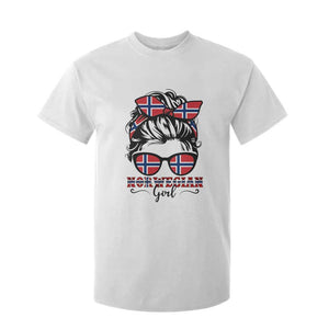 Norway Messy Bun Girl Norwegian Flag T Shirt For Kid TS14 White Print Your Wear