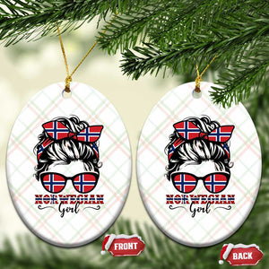 Norway Messy Bun Girl Norwegian Flag Ceramic Ornament TS14 Print Your Wear