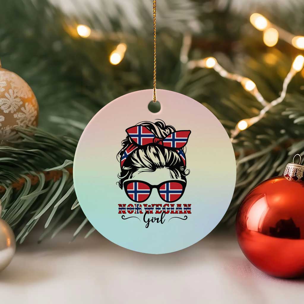 Norway Messy Bun Girl Norwegian Flag Ceramic Ornament TS14 1pc Pastel Print Your Wear