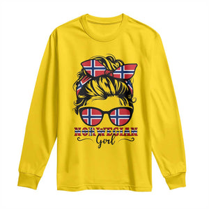 Norway Messy Bun Girl Norwegian Flag Long Sleeve Shirt TS14 Daisy Print Your Wear