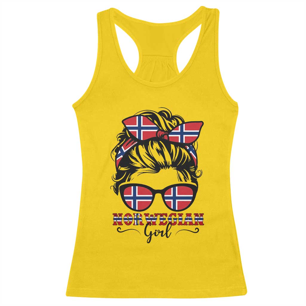 Norway Messy Bun Girl Norwegian Flag Racerback Tank Top TS14 Daisy Print Your Wear