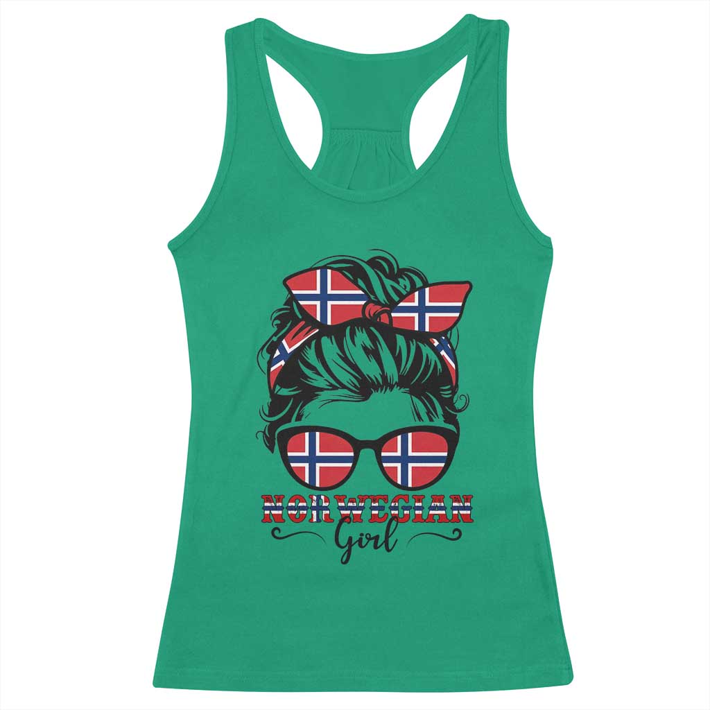 Norway Messy Bun Girl Norwegian Flag Racerback Tank Top TS14 Irish Green Print Your Wear