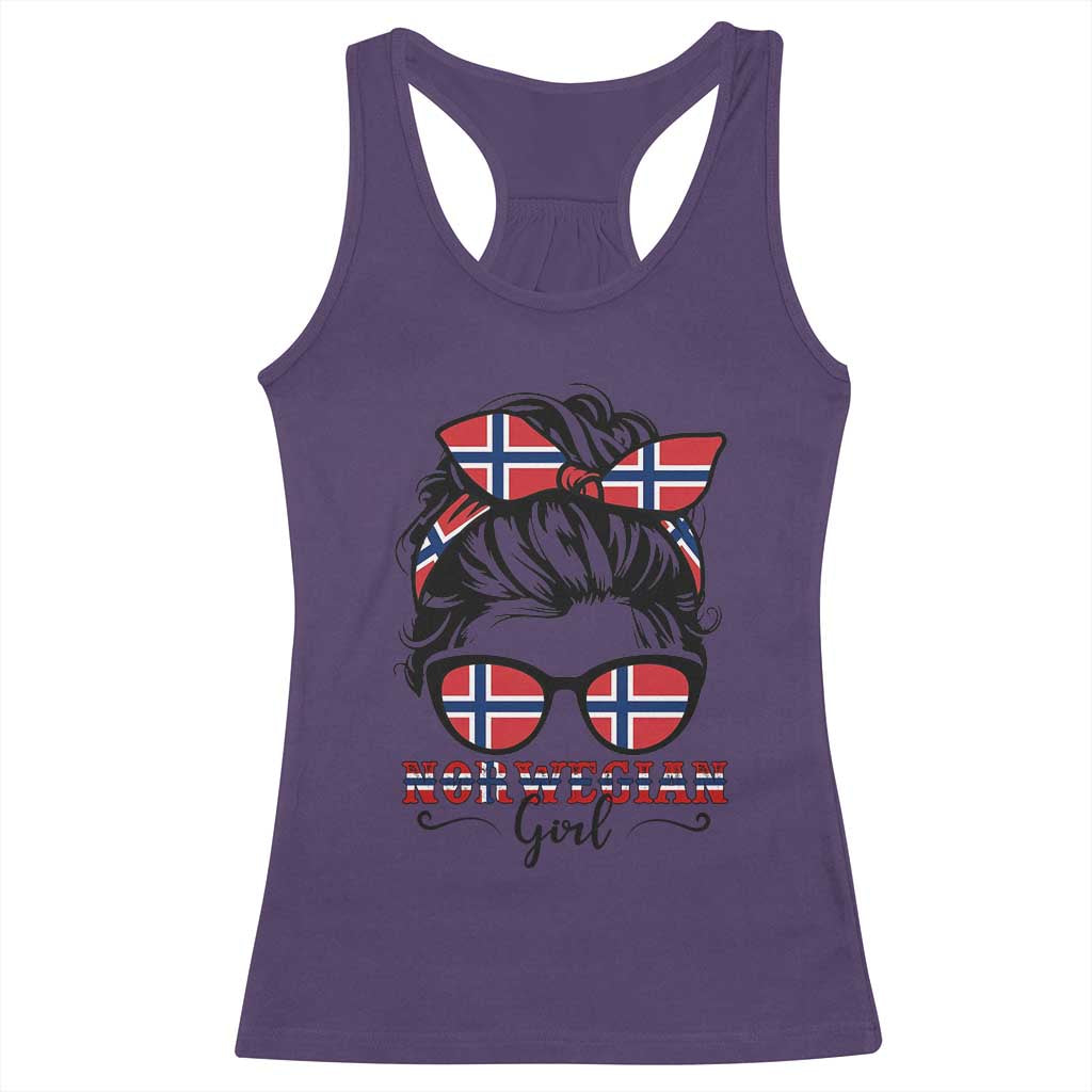 Norway Messy Bun Girl Norwegian Flag Racerback Tank Top TS14 Purple Print Your Wear