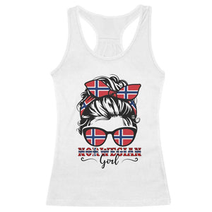 Norway Messy Bun Girl Norwegian Flag Racerback Tank Top TS14 White Print Your Wear