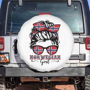 Norway Messy Bun Girl Norwegian Flag Spare Tire Cover TS14 No hole White Print Your Wear
