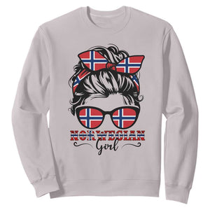 Norway Messy Bun Girl Norwegian Flag Sweatshirt TS14 Ice Gray Print Your Wear