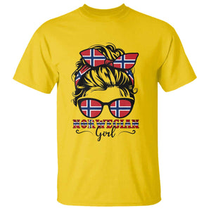 Norway Messy Bun Girl Norwegian Flag T Shirt TS14 Daisy Print Your Wear