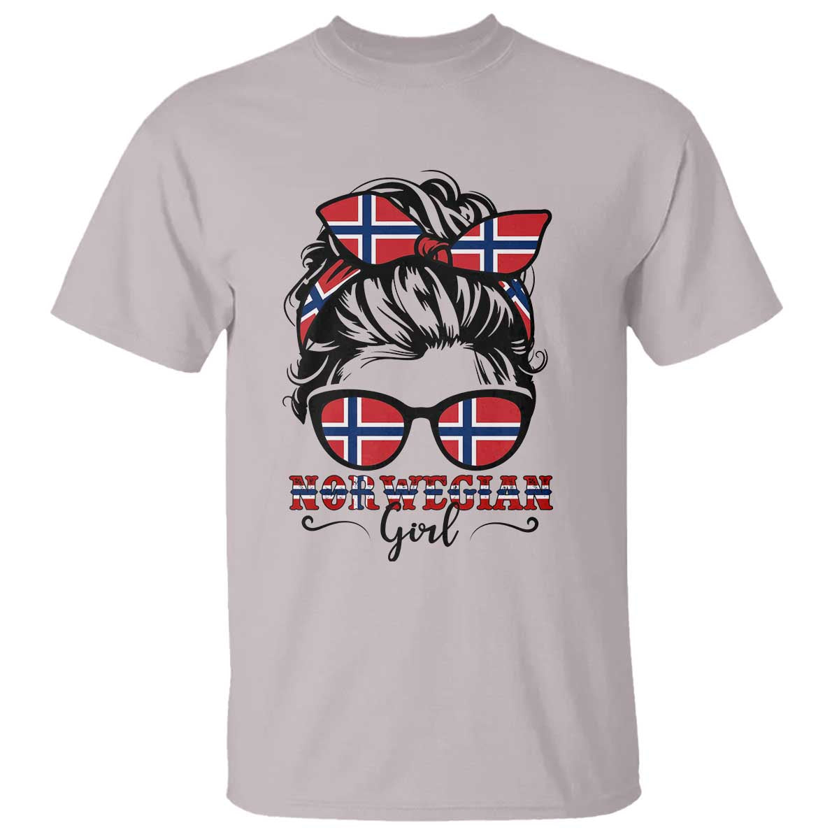 Norway Messy Bun Girl Norwegian Flag T Shirt TS14 Ice Gray Print Your Wear