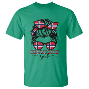 Norway Messy Bun Girl Norwegian Flag T Shirt TS14 Irish Green Print Your Wear