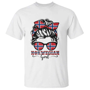 Norway Messy Bun Girl Norwegian Flag T Shirt TS14 White Print Your Wear