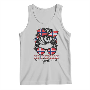 Norway Messy Bun Girl Norwegian Flag Tank Top TS14 Ash Print Your Wear