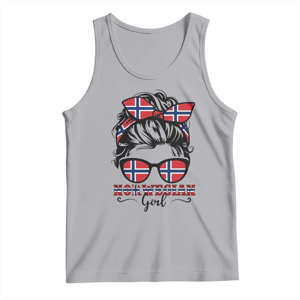 Norway Messy Bun Girl Norwegian Flag Tank Top TS14 Athletic Heather Print Your Wear
