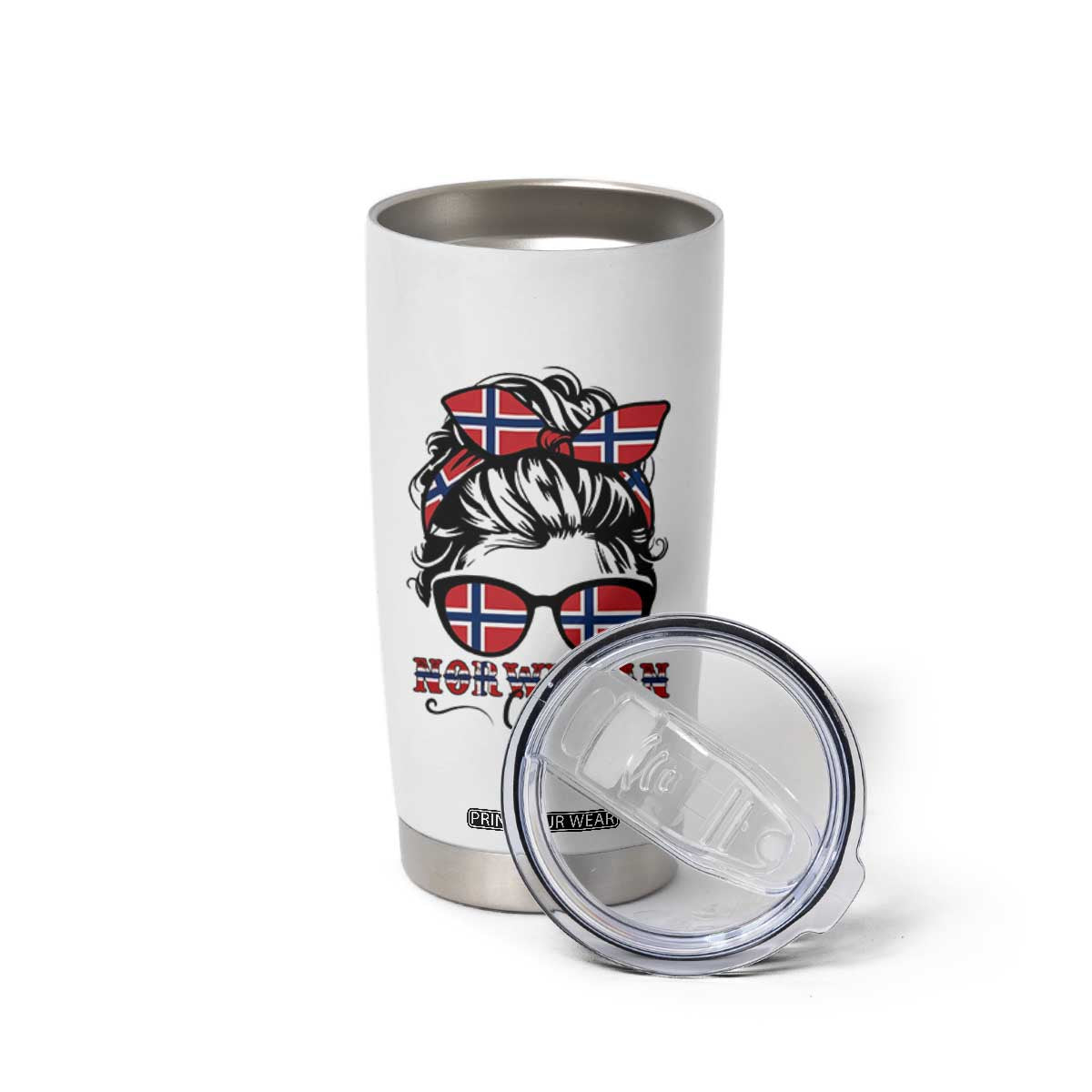 Norway Messy Bun Girl Norwegian Flag Tumbler Cup TS14 Print Your Wear