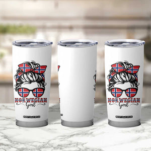 Norway Messy Bun Girl Norwegian Flag Tumbler Cup TS14 Print Your Wear