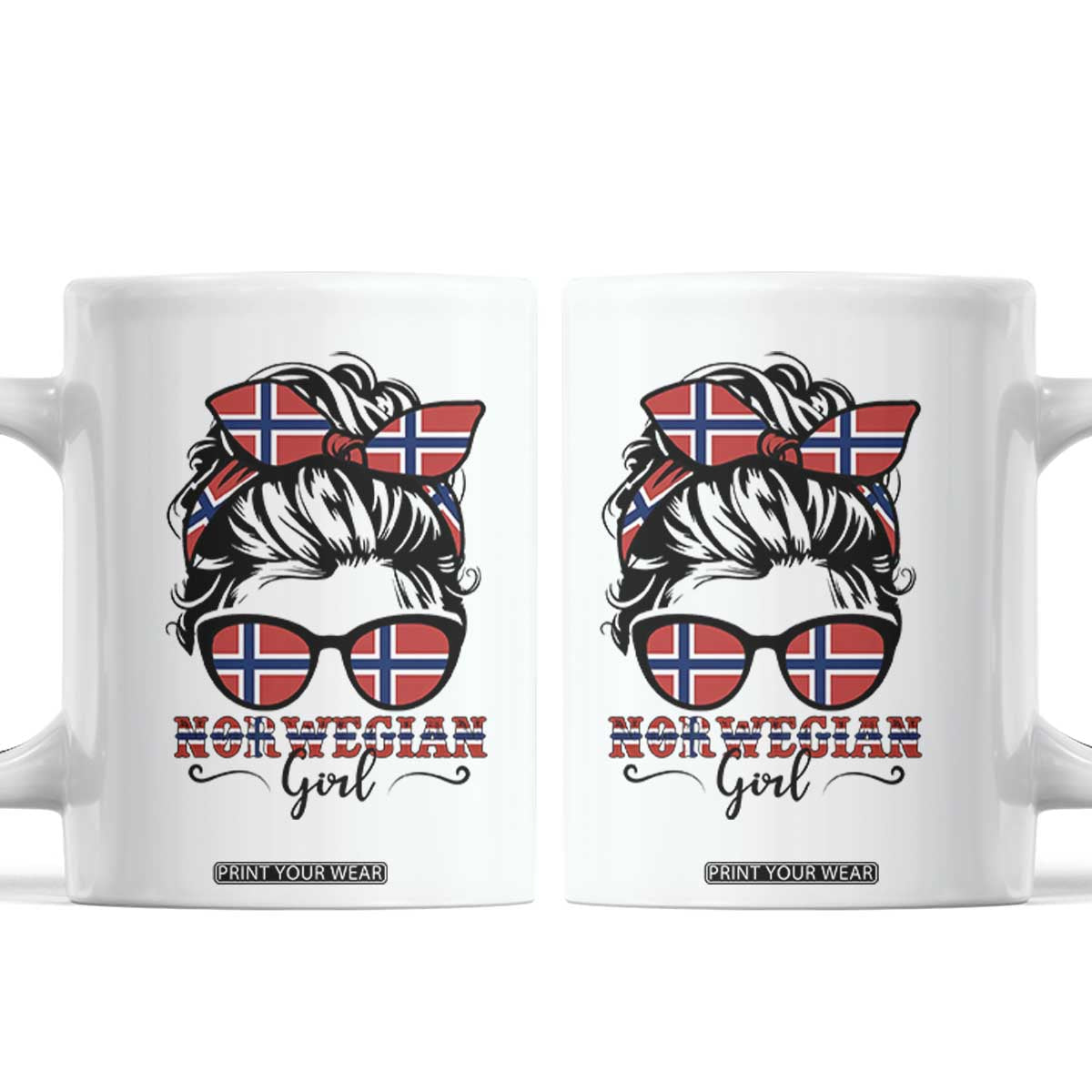 Norway Messy Bun Girl Norwegian Flag Coffee Mug TS14 White Print Your Wear