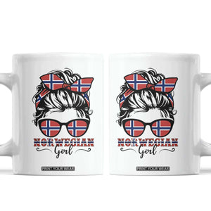 Norway Messy Bun Girl Norwegian Flag Coffee Mug TS14 White Print Your Wear