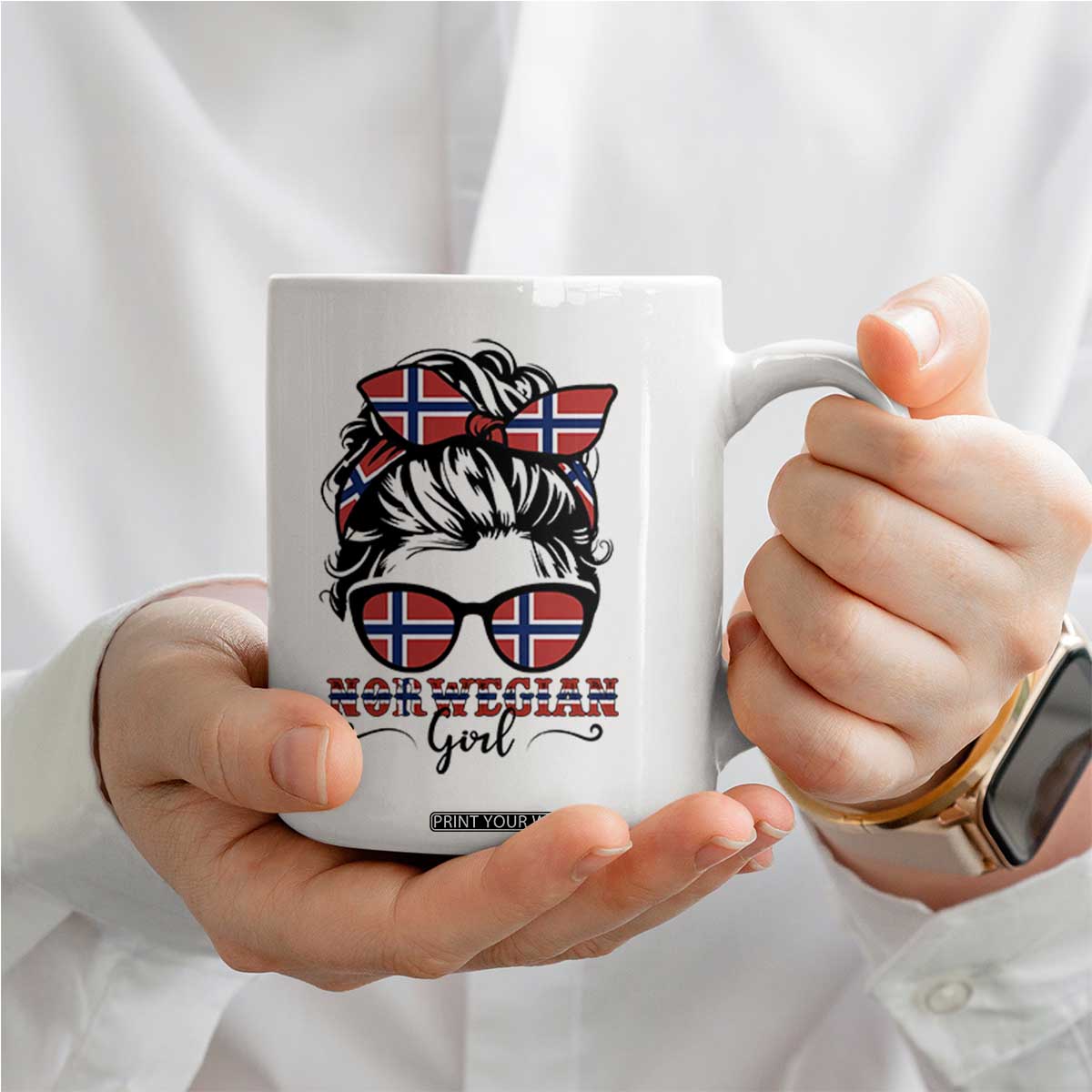 Norway Messy Bun Girl Norwegian Flag Coffee Mug TS14 Print Your Wear