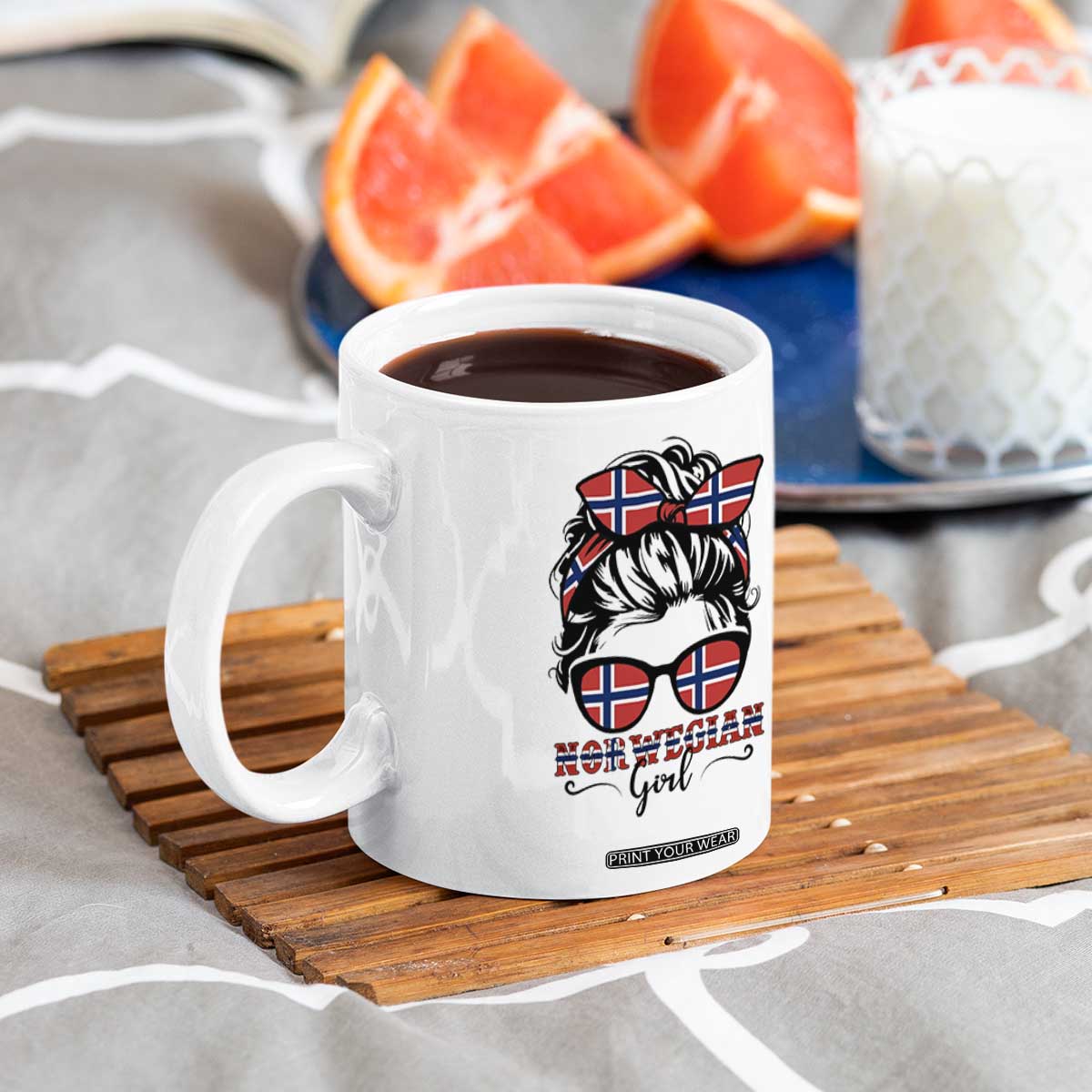 Norway Messy Bun Girl Norwegian Flag Coffee Mug TS14 Print Your Wear