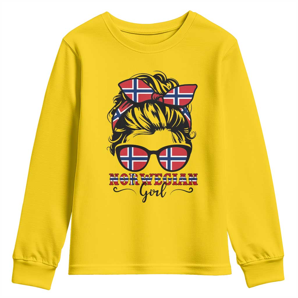 Norway Messy Bun Girl Norwegian Flag Youth Sweatshirt TS14 Daisy Print Your Wear