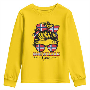 Norway Messy Bun Girl Norwegian Flag Youth Sweatshirt TS14 Daisy Print Your Wear