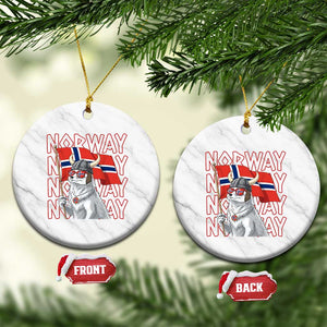 Norwegian Forest Cat Norway Flag Norge Pride Ceramic Ornament TS14 1pc White Marble Print Your Wear