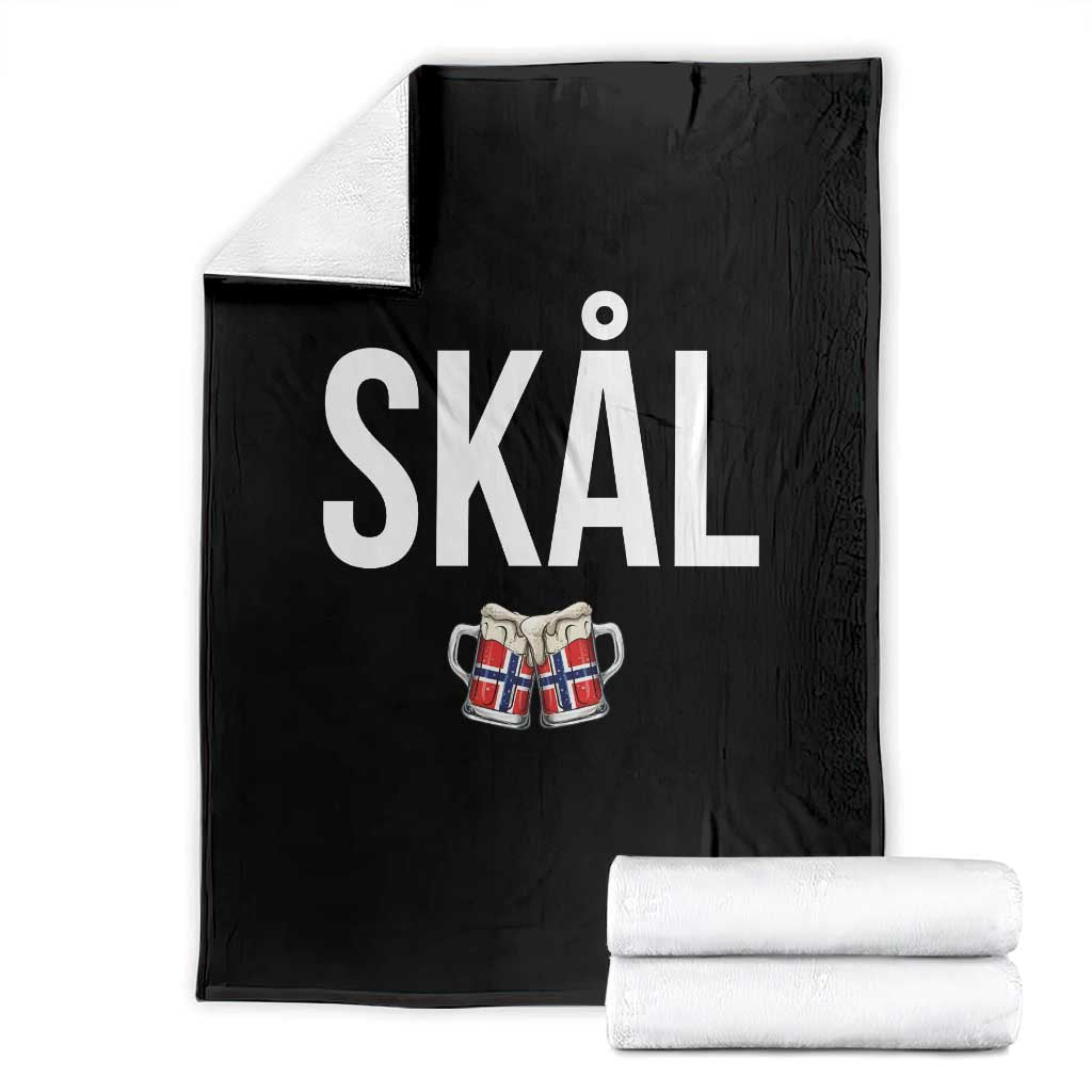 Skål Cheers in Norwegian Norway Throw Blanket Funny Drinking Beer Norwegian Scandinavian TS14 Black Print Your Wear