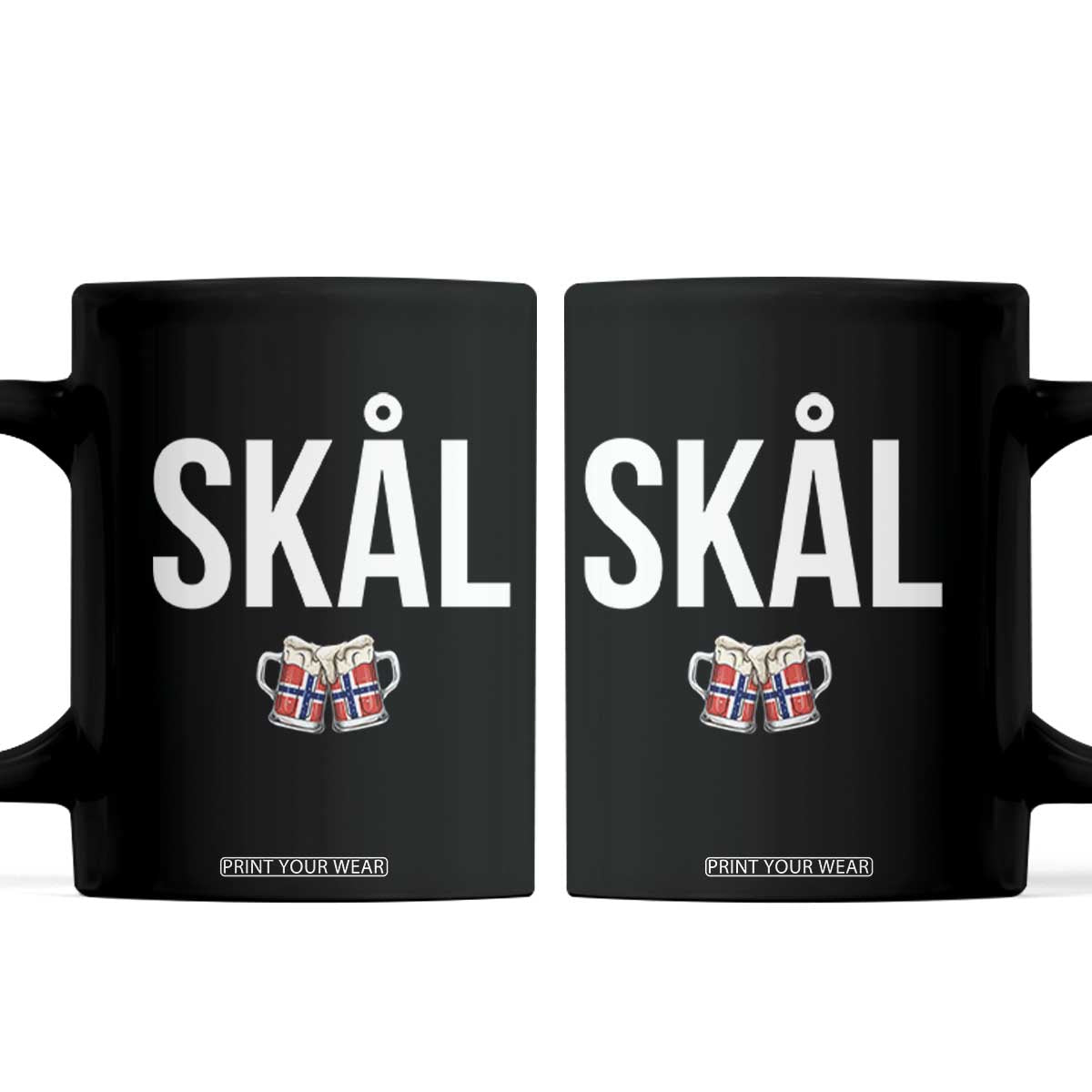 Skål Cheers in Norwegian Norway Coffee Mug Funny Drinking Beer Norwegian Scandinavian TS14 Black Print Your Wear