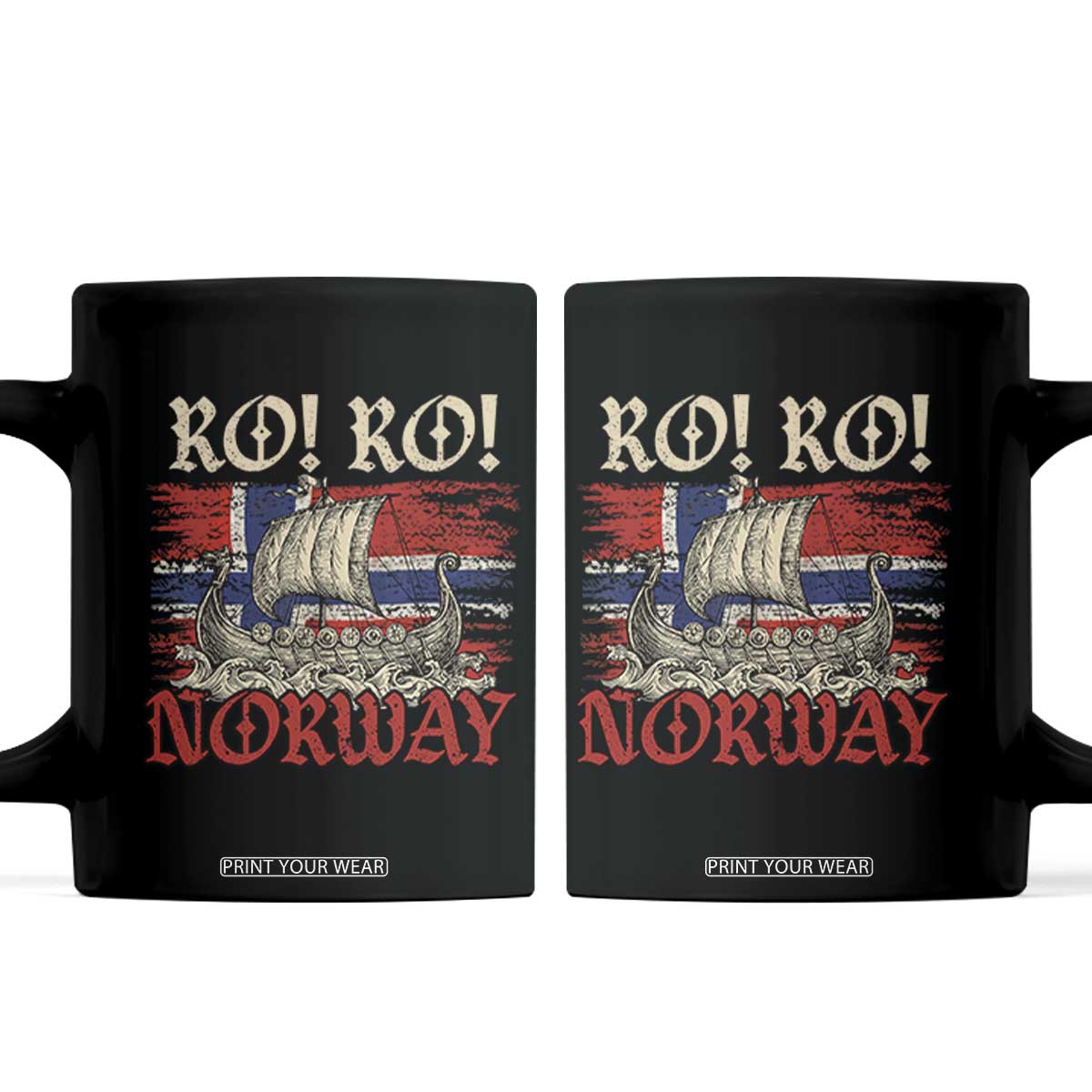 Ro Ro Norwegian Viking Ship Norway Flag Coffee Mug TS14 Black Print Your Wear
