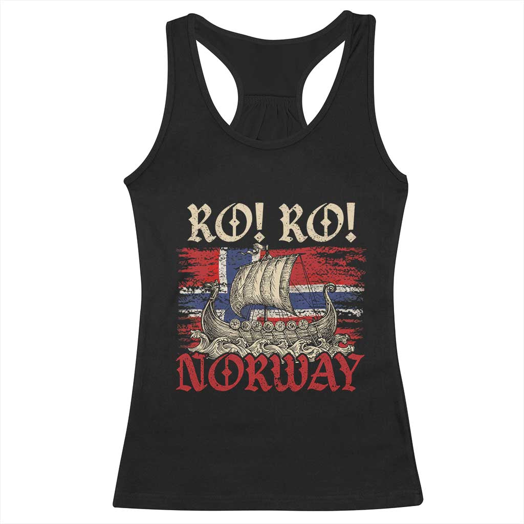 Ro Ro Norwegian Viking Ship Norway Flag Racerback Tank Top TS14 Black Print Your Wear