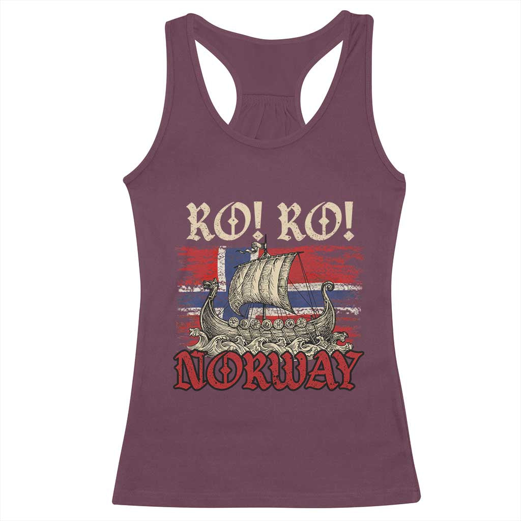 Ro Ro Norwegian Viking Ship Norway Flag Racerback Tank Top TS14 Maroon Print Your Wear