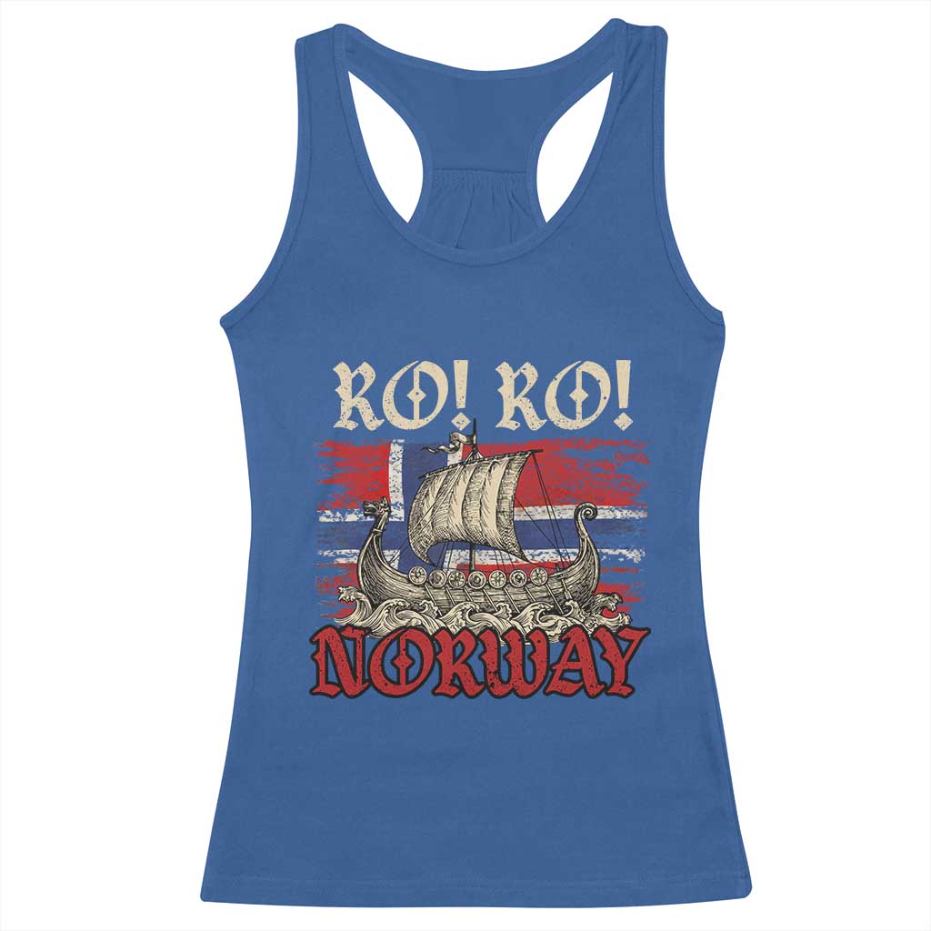 Ro Ro Norwegian Viking Ship Norway Flag Racerback Tank Top TS14 Royal Blue Print Your Wear
